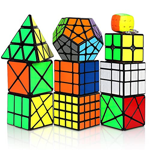 Coolzon Speec Cube Set, 10 Pack Magic Cubes Bundle 2x2 4x4 Pyraminx Me ...