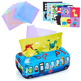 KidsPark Baby Tissue Box Toy, Montessori Sensory Toys 6-12 Months with Crinkle Tissue Papers & Colorful Scarves, Early Learning Educational Toys for Babies Toddlers, Blue