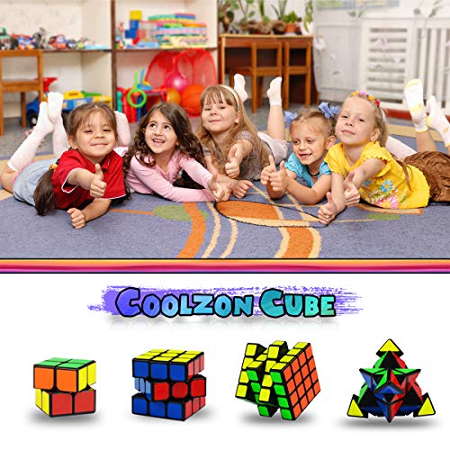 Coolzon 4 Pack Rubix Cube Set, Magic Speed Cube Bundle 2x2 3x3 4x4 Pyraminx Pyramid