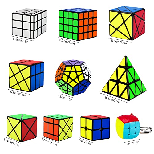 Coolzon Speec Cube Set, 10 Pack Magic Cubes Bundle 2x2 4x4 Pyraminx Me ...